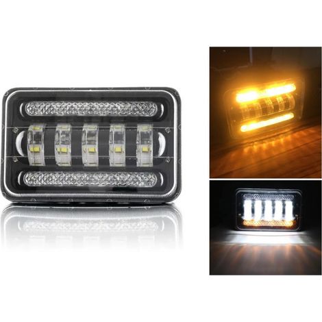 Universelle 5-Zoll-LED-Scheinwerferlampe, Halogen, 12V–24V, Abblend-/Fernlicht mit DRL-Tagfahrlicht, Blinker, weiß-gelb, 4000 lm