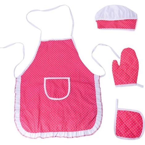 Grembiule per bambini, grembiule da cucina, set da cucina, rosa, 47 cm x 38 cm (1/5)