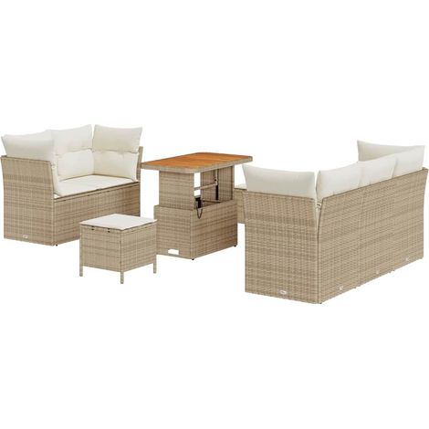 Maison Exclusive - Set Divano da Giardino con cuscino 8 pcs beige e panna