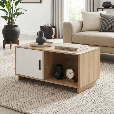 Couchtisch Kenta 80x45x40 cm Sonoma-Eicheoptik/Weiß [en.casa] (1/5)