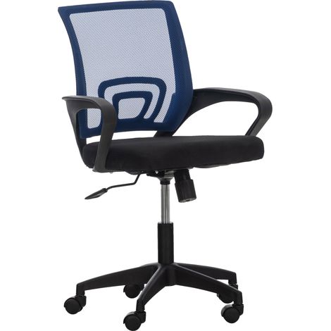 Chaise de bureau sur roulettes avec accoudoirs hauteur réglable en microfibre bleu 100002356