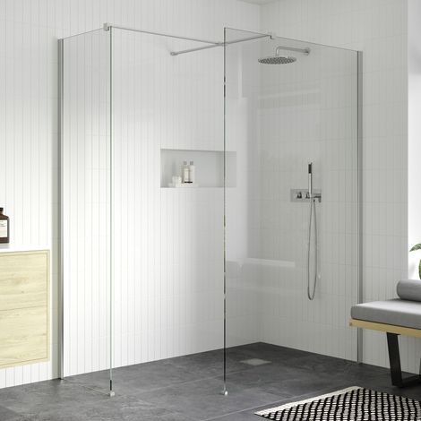 Signature Icon Chrome Wet Room Screen Side Panel 900mm Wide (inc T-Piece) (1/2)