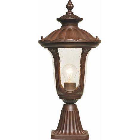 Außenleuchte Wegleuchte Sockelleuchte H 51 cm Bronzepatina Gartenlampe Stahl