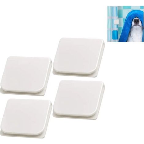 Clip bianche per tenda da doccia, 4,5 x 5 cm. Clip autoadesive foderate per tenda da doccia. Supporti per tenda da doccia in tinta unita. Fissaggi per tende da doccia. (1/5)