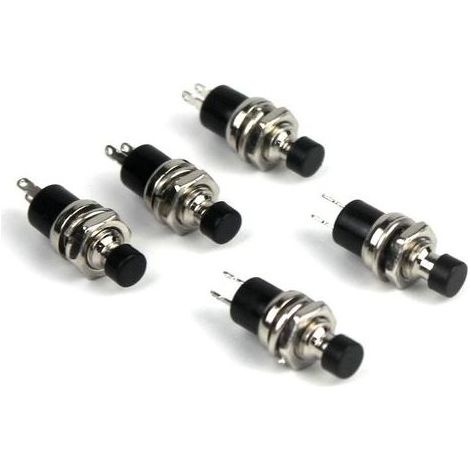 5-teiliger SPST-Mini-Momentan-Druckschalter, normalerweise offen, 250 V, 2 A, Schwarz (1/5)