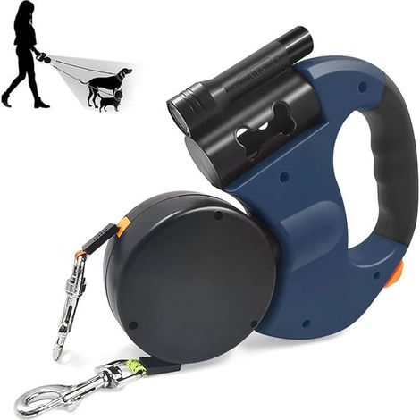 Laisse pour Chien, Laisse Chien Enrouleur, Double Laisse pour 2 Chiens, Laisse Rétractable Chien, Enrouleur, Extensible, LAISSE (1/4)