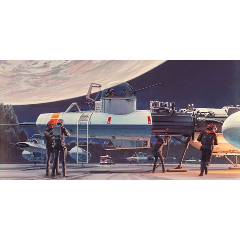 Papier peint panoramique moderne Star Wars Classique RMQ Hangar Yavin (1/4)