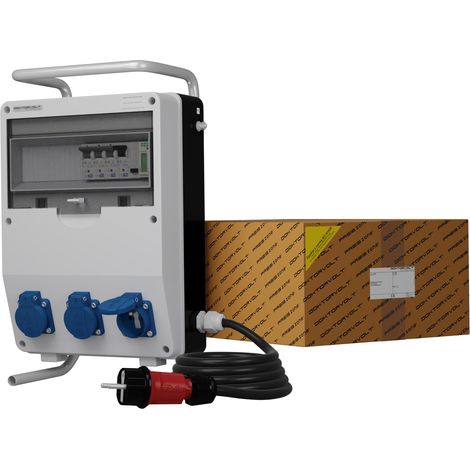Tableau électrique de chantier sur pied avec câble et compteur d'énergie TD-S/FI SKH 3x230V Doktorvolt DV-0472-F (1/3)