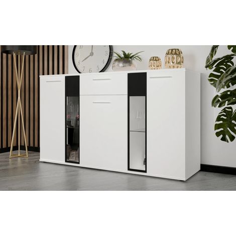AX LIVING Formilo Sideboard Kommode weiß matt mit Schublade 140,4cm