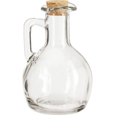 Set di 2 bottiglie per olio e aceto 11,5 x 7,5 cm con pratico tappo in stile rustico in vetro trasparente 130007993