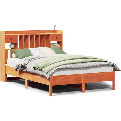 Maison Exclusive - Letto Libreria senza Materasso Marrone Cera 140x190 cm in Pino