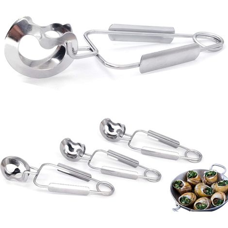 4 Pièces en Acier Inoxydable Escargot Escargot Pinces Fourchettes Escargot Clips Cuisine Nourriture Pinces Servant Pince Mini Pinces de Cuisine Nettoyage Facile,pour La Maison Restaurant Htel,Durable, (1/5)