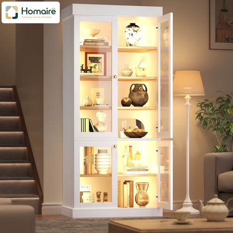 Buffet blanc MDF 80 x 40 x 180 cm HOMAIRE (1/5)