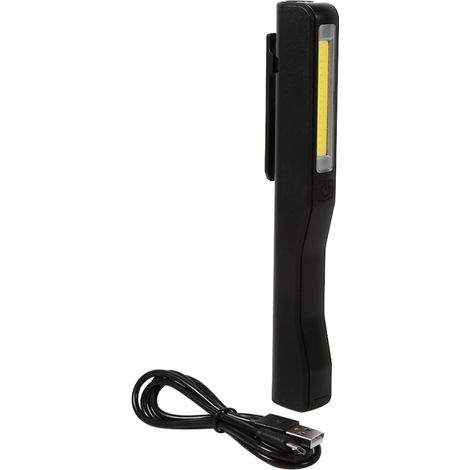 USB-wiederaufladbare tragbare LED-Taschenlampe mit Magnetclip (schwarz)