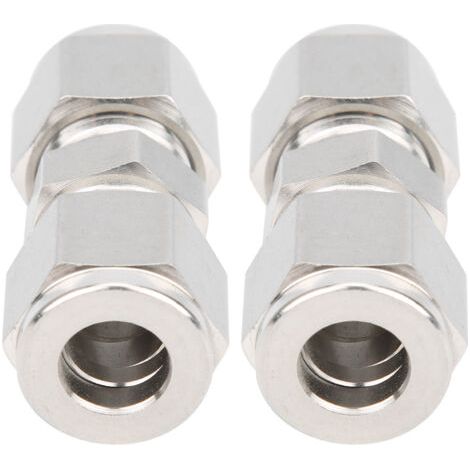 2 Pièces Raccord à Compression 316 Inox Droit Double Bague pour Tube (Diamètre 10 mm)