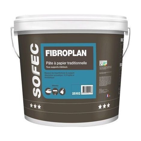Pâte à papier traditionnelle anti-statique 25kg – Revêtement décoratif décollable – Correcteur acoustique – Masque imperfections supports – Sofec (1/2)