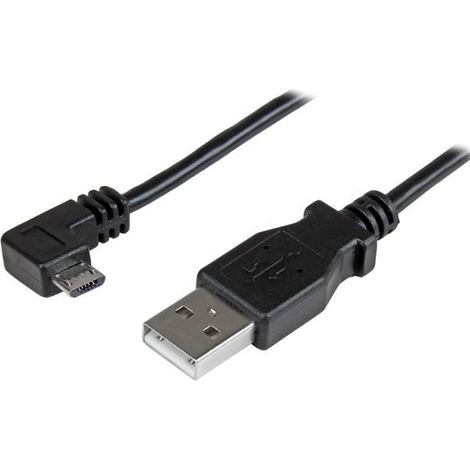 StarTech ST USBAUB1MRA - Sync- & Ladekabel, USB-A Micro-B, 1 m, gewinkelt, schwarz (1/5)