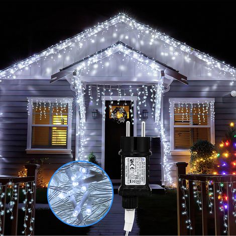 TolleTour 10M 200 LED Cortina luminosa - Guirnalda luminosa Navidad LED - 8 Modos IP44 Impermeable Decoración de Navidad, Fiesta, Balcón, Jardín - Blanco Frío