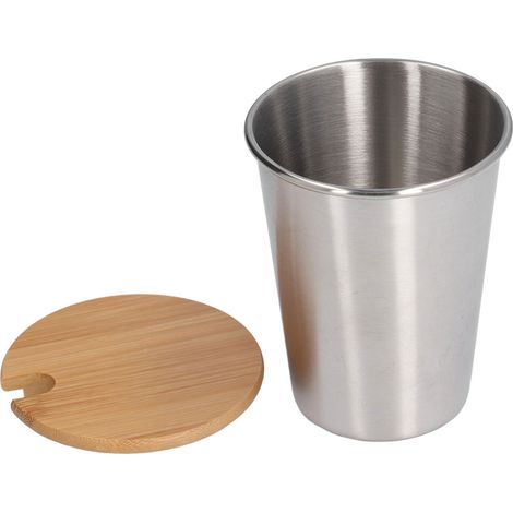 Tasse Isotherme Monocouche 350ML en Acier Inoxydable Portable avec Couvercle - Idéal pour Café, Bière ou Lait - Emboîtable - Couleur Acier (1/5)