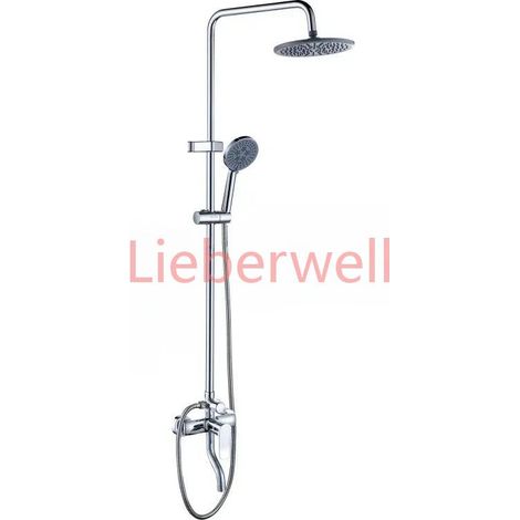 Système de douche en laiton chromé/gris, ensemble de robinets de douche de salle de bains muraux, ensemble de douche de salle de bains à pluie avec robinet pivotant (1/5)
