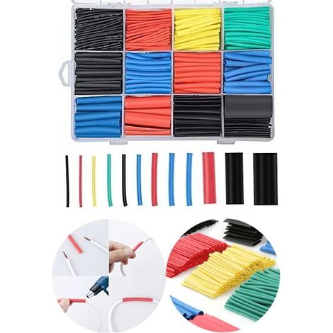 750-piece heat shrink tubing, electrically insulated heat shrink cable tube, 2:1 shrink ratio, 5 colors, 12 sizes (1/5)
