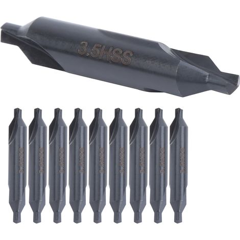 10 forets de centrage HSS type A pour filières, acier inoxydable, rectifiés, à positionnement hélicoïdal, 3,5 mm (1/5)
