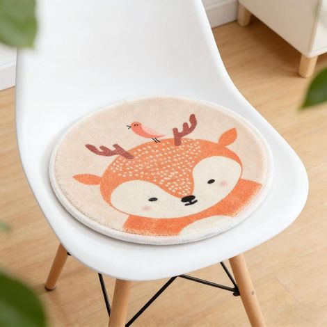 Coussin de Chaise Rond pour Enfant Coussin de Chaise d'école Rond Motif Animal de Dessin animé (1/5)