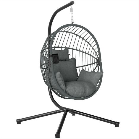 Fauteuil suspendu Fauteuil œuf suspendu pliable avec coussin gris (1/5)