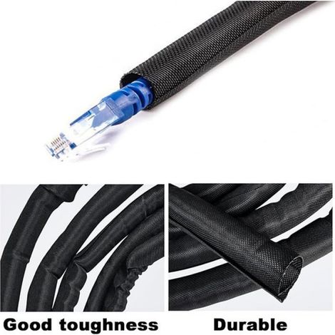 3 Mètres Gaine Cable,Gaine Cable Informatique,Protection Cable Electrique,Gaine Tressée,Range Fil Electrique,Protège 16mm (1/5)