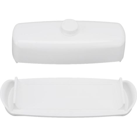 Boîte à beurre en plastique blanc, grande capacité, compacte, avec couvercle et couteau, idéale pour la cuisine et le réfrigérateur. (1/5)