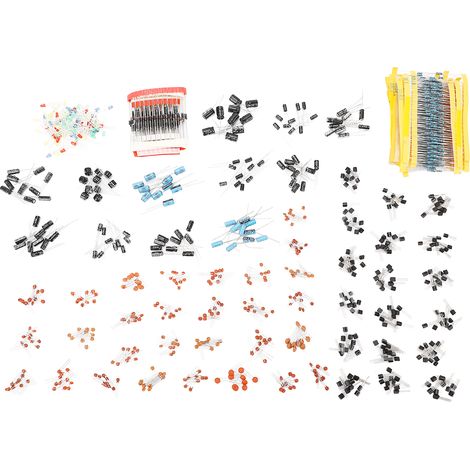 Ensemble de composants électroniques, 1400 pièces, résistance à Film métallique, condensateur électrolytique en céramique, Transistor, Kit de diodes LED pour bricolage
