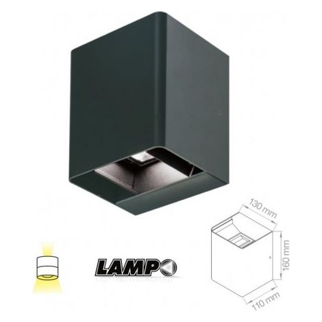 Applique Led Cubo Biemissione Antracite 2X9W 230V 4000°K Ip65