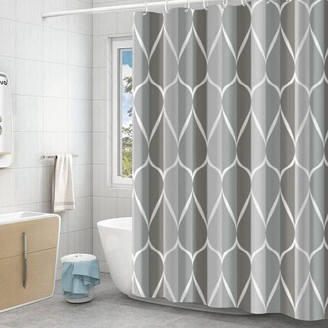 Rideau De Douche - 180x180 Cm - Polyester Imperméable - Anti-moisissure - Gris - 1 Pièce (1/5)