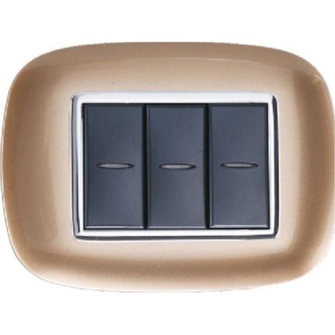 Vtizikl Placca Oval 3 4 6 Moduli Colore Oro Compatibile Con Bticino Axolute - -3 fori -