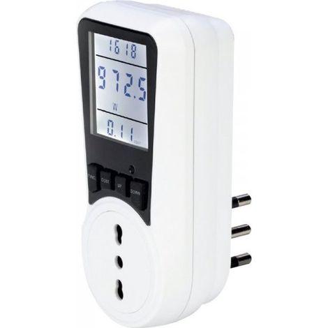 Misuratore consumo di corrente elettrica in tempo reale, con 7 modalità di monitoraggio, Spina 16A e Presa 10/16A, Display retroilluminato (1/5)