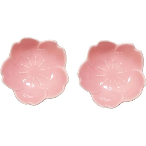 mini bols à dessert, mini bols à trempette fleuris, bols de service pour apéritifs, bols en céramique, pour amuse-gueules, ketchup, fèves de soja, sushis, sauce soja, vinaigre (rose)