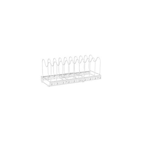 Küchenabtropfgestell, erweiterbarer Organizer für Schüsseln, Teller, Töpfe und Deckel, geeignet für Küchenschränke, multifunktionales Metallgestell mit 10 verstellbaren Trennwänden (Schwarz) (Weiß-Cre