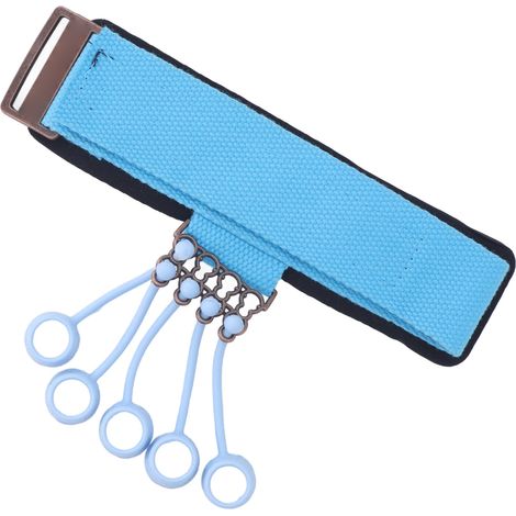 Verstellbarer Silikon-Fingertrainer, verbessert Flexibilität und Griffkraft, mit Handgelenkschlaufe, blau. (1/5)