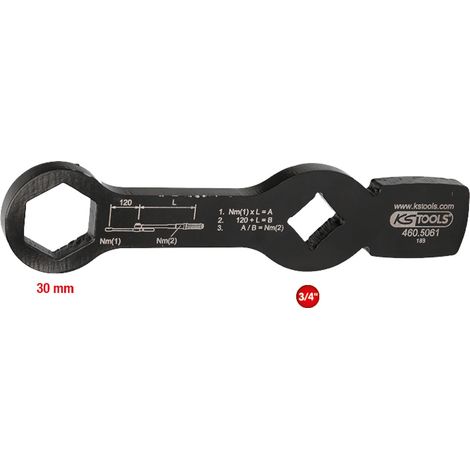 KS Tools 3/4 Schlag-Sechskant-Schlüssel mit 2 Schlagflächen, 30 mm (1/5)