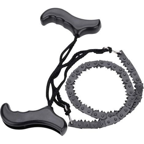 Camping Poche tronçonneuse Scie à chaîne de Poche Main Tronçonneuse avec poignées en acier lame replacement pour la survie Gear, le camping, la chasse(48cm) (1/5)
