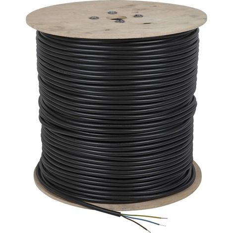Le Sanitaire – Câble enterré 3 x 2,5 mm² NYY-J – Conducteur de protection – Résistant aux intempéries – Pour pose fixe dans le sol et béton