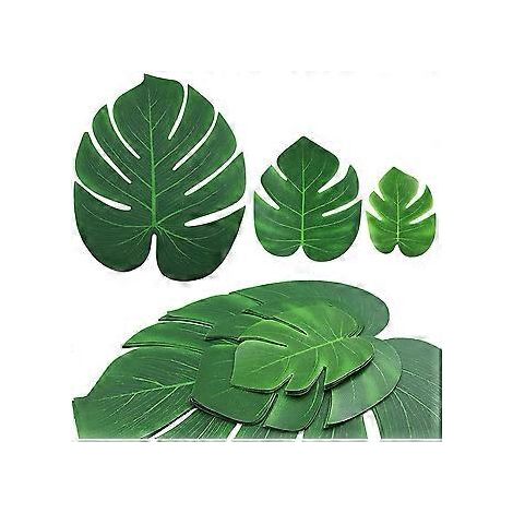 90 künstliche tropische Palmenblätter, Monstera-Kunstblätter, große grüne Blätter für hawaiianische Partydekorationen