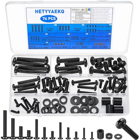 76 Pcs Kit de Vis de Montage TVs, TV M4 M5 M6 M8 Kit de Matériel de Montage TV Universel, BoulonsVis de Fixation Murale, Vis VESA pour Supports Muraux TVs, Téléviseurs Moniteur Jusqu'à 80 Pouces (1/5)