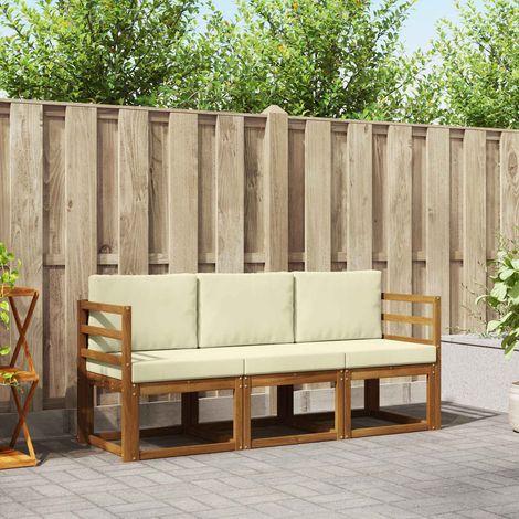 vidaXL Set di divani da esterno con cuscino 3 pcs Naturale e