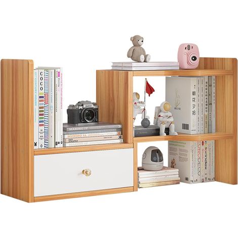 Bibliothèque Extensible et Réglable - Organiseur de Bureau Autonome pour Maison (Bois de Cerisier) (1/5)