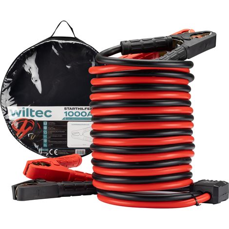Wiltec Câble de démarrage 1 000 A, 30 mm², 4 m, avec protection contre les surtensions pour moteurs à essence et diesel (1/5)