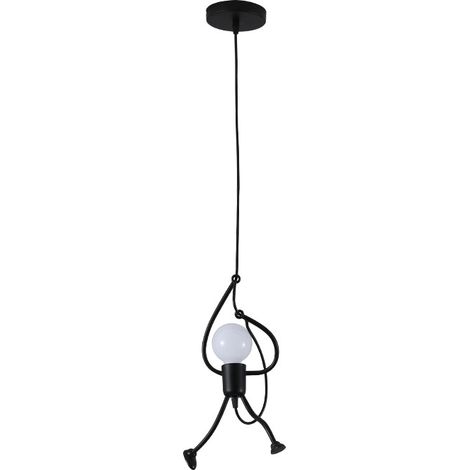 Human-shaped wrought iron pendant light  Personalized retro-industrial style decoration  Creative, handcrafted wrought iron pendant light (adjustable chain length)