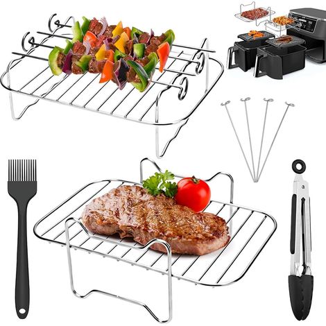 Grilles friteuse air double panier, accessoires barbecue inox cuisson (1/5)