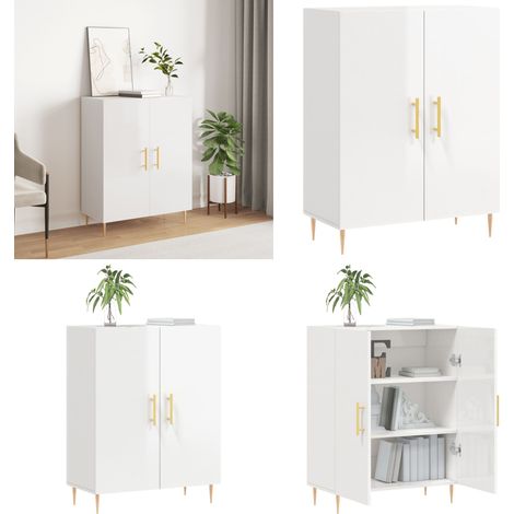 Sideboard Hochglanz-Weiß 69,5x34x90 cm Holzwerkstoff - Schreibtisch - Wohnzimmermöbel - Sideboard - Regal - Holzschrank - Home & Living (1/5)