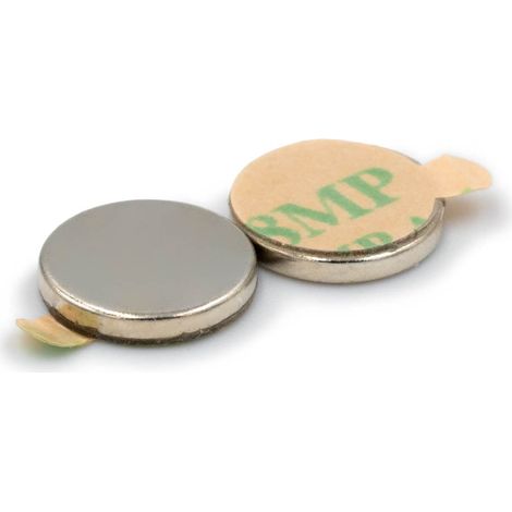 Neodym-Magnet, Zylinder, 10 x 1,5 mm, 3M-Kleber, selbstklebend, rund, Hunter